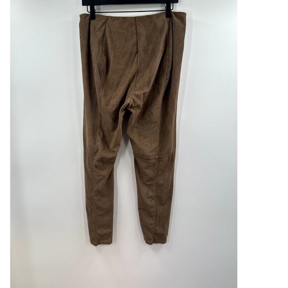 Lysee Dark Tan Pull On High Rise Faux Suede Legging Size Extra Large - Picture 7 of 10